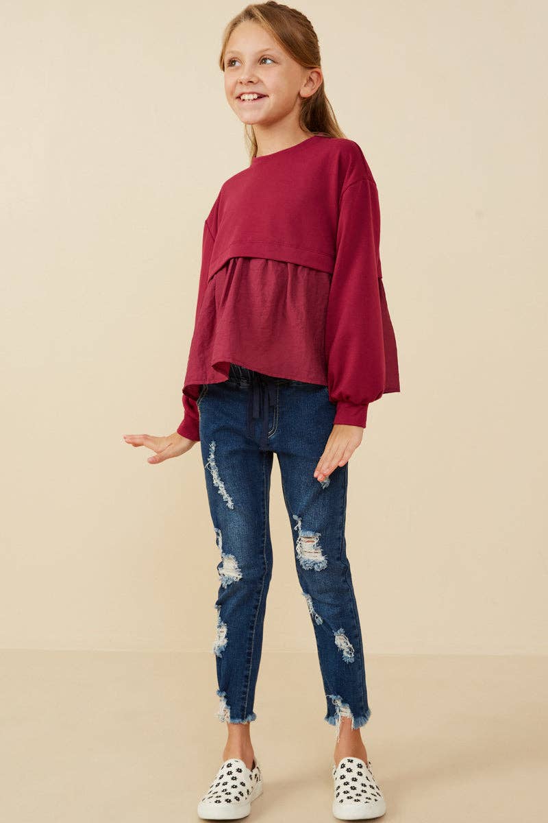 Mix Media French Terry Knit Top