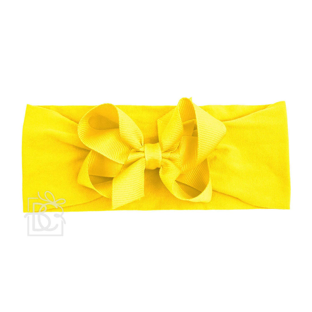 WIDE PANTYHOSE HEADBAND W/CLASSIC GROSGRAIN BOW