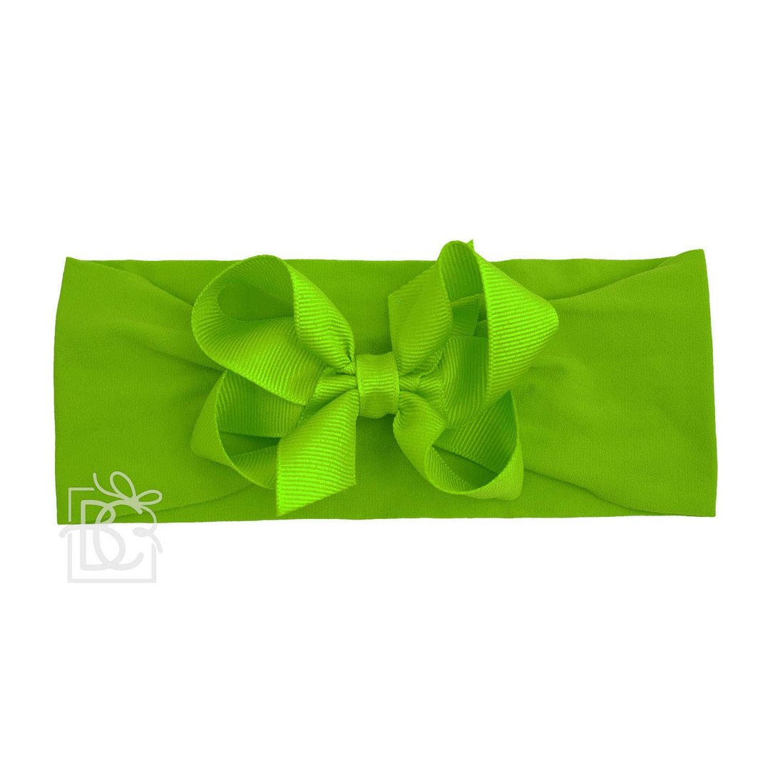 WIDE PANTYHOSE HEADBAND W/CLASSIC GROSGRAIN BOW