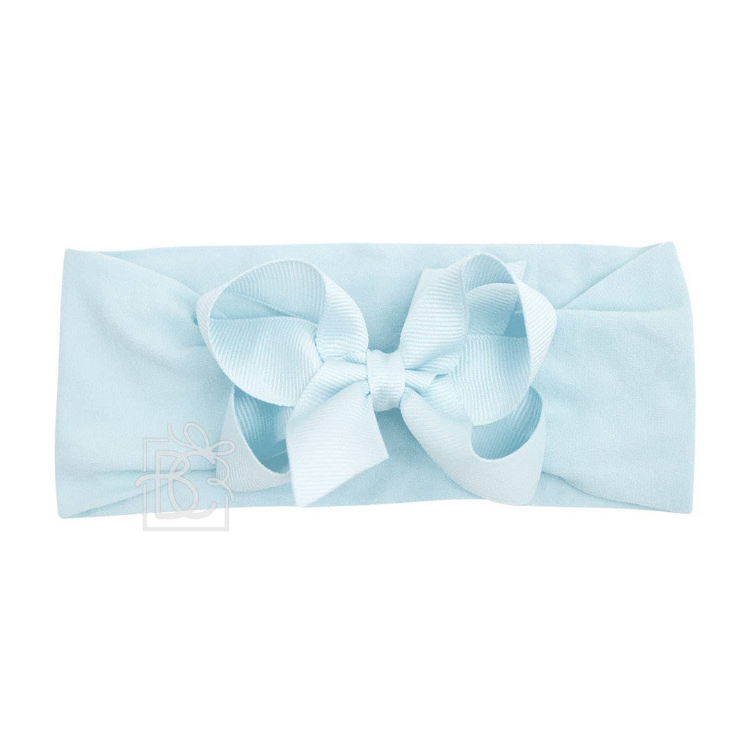 WIDE PANTYHOSE HEADBAND W/CLASSIC GROSGRAIN BOW