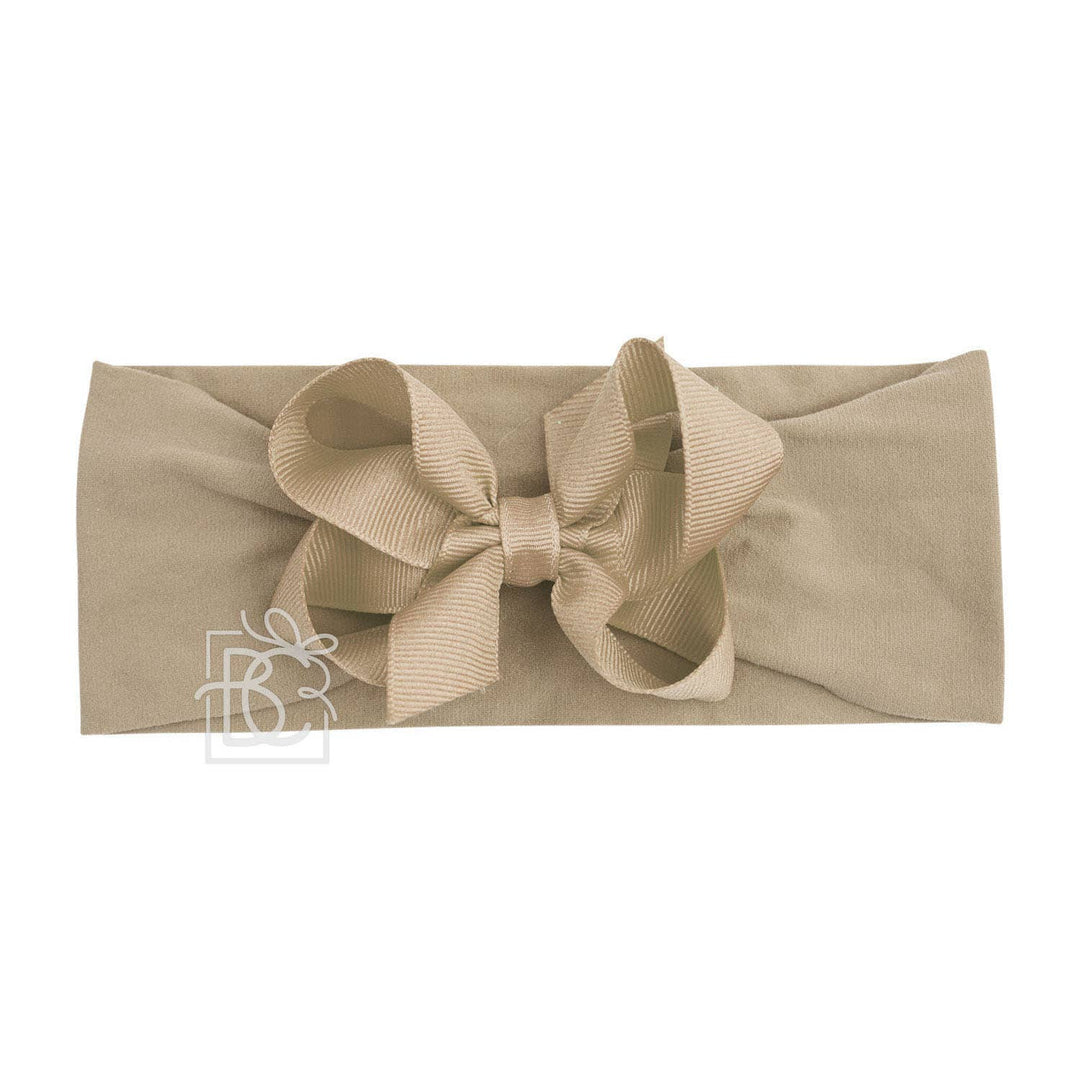 WIDE PANTYHOSE HEADBAND W/CLASSIC GROSGRAIN BOW