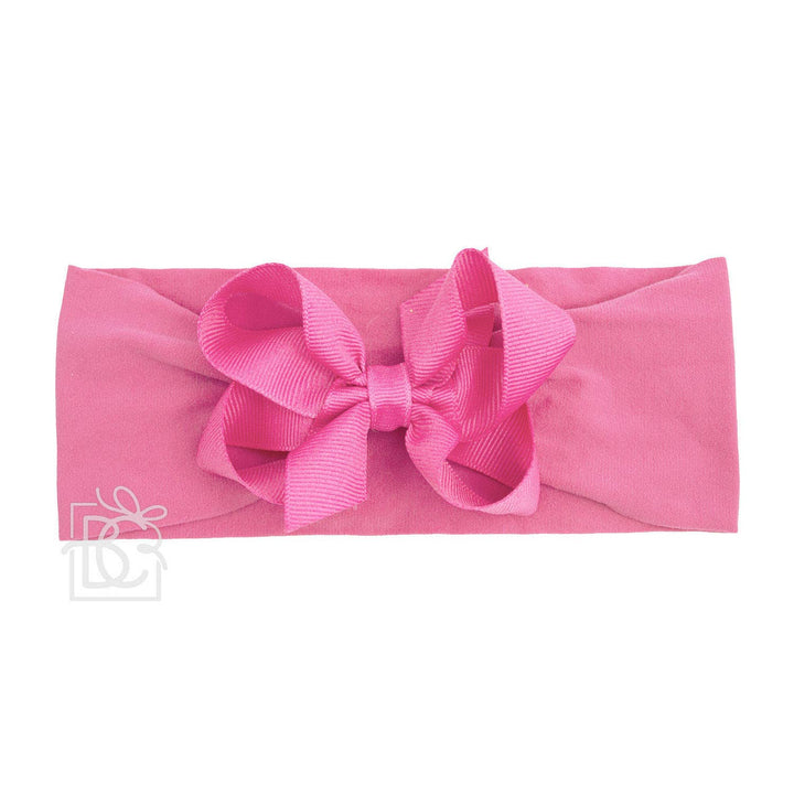 WIDE PANTYHOSE HEADBAND W/CLASSIC GROSGRAIN BOW