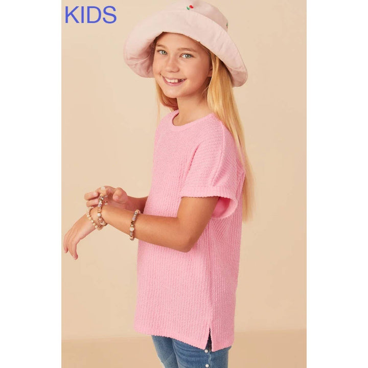 Roll Sleeve T Shirt : PINK