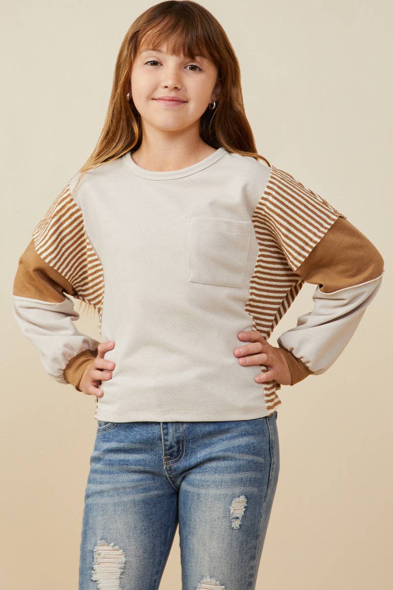 Stripe Color Block Sleeve Knit Top