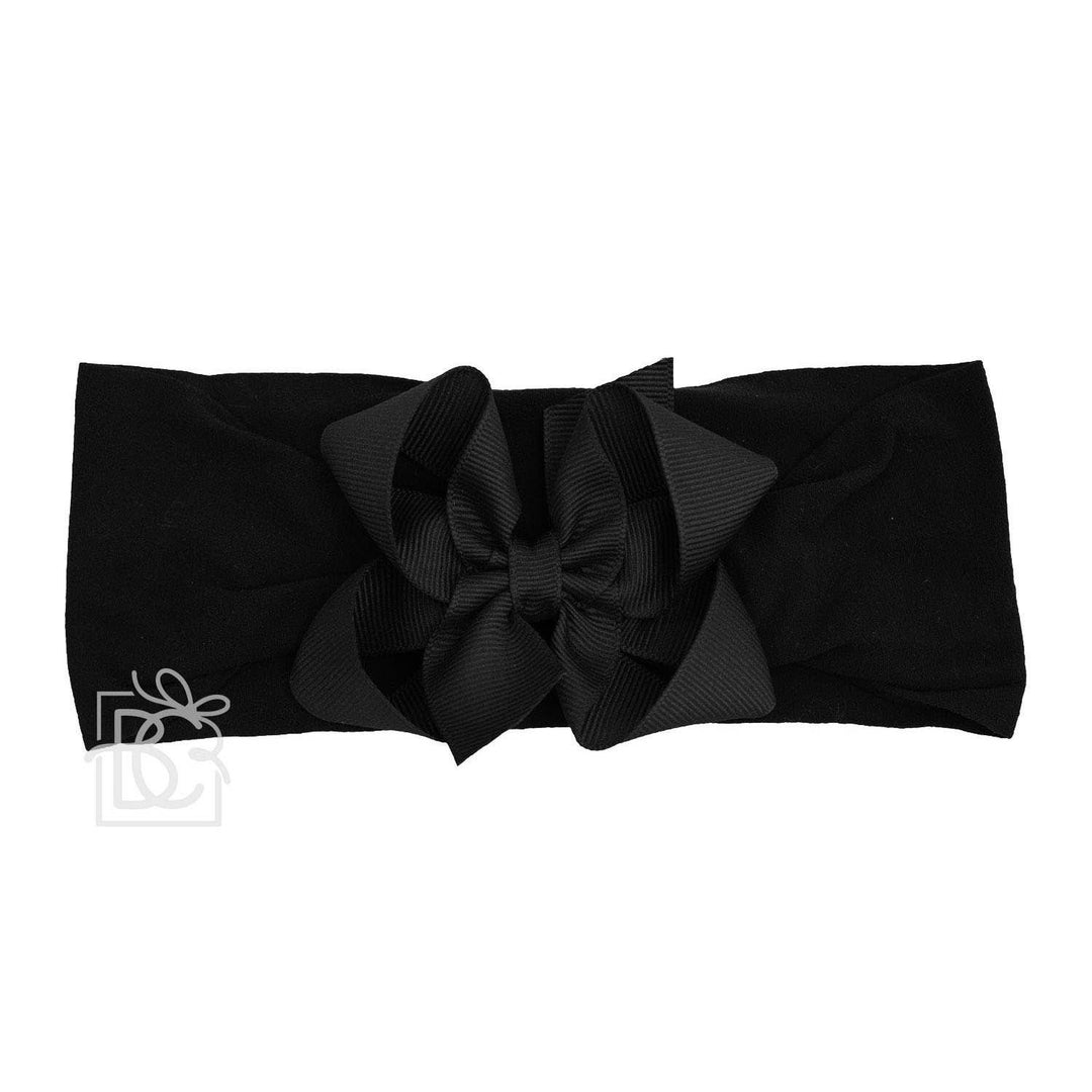 WIDE PANTYHOSE HEADBAND W/CLASSIC GROSGRAIN BOW