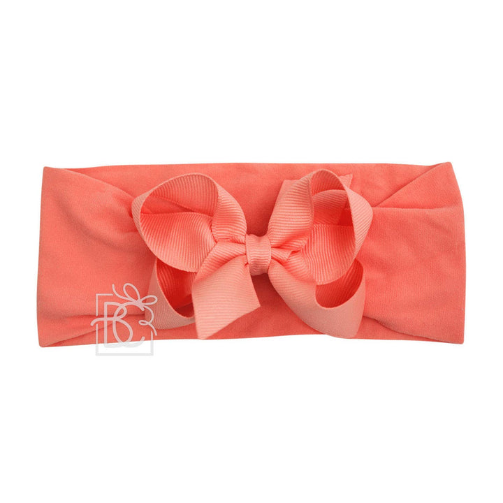 WIDE PANTYHOSE HEADBAND W/CLASSIC GROSGRAIN BOW