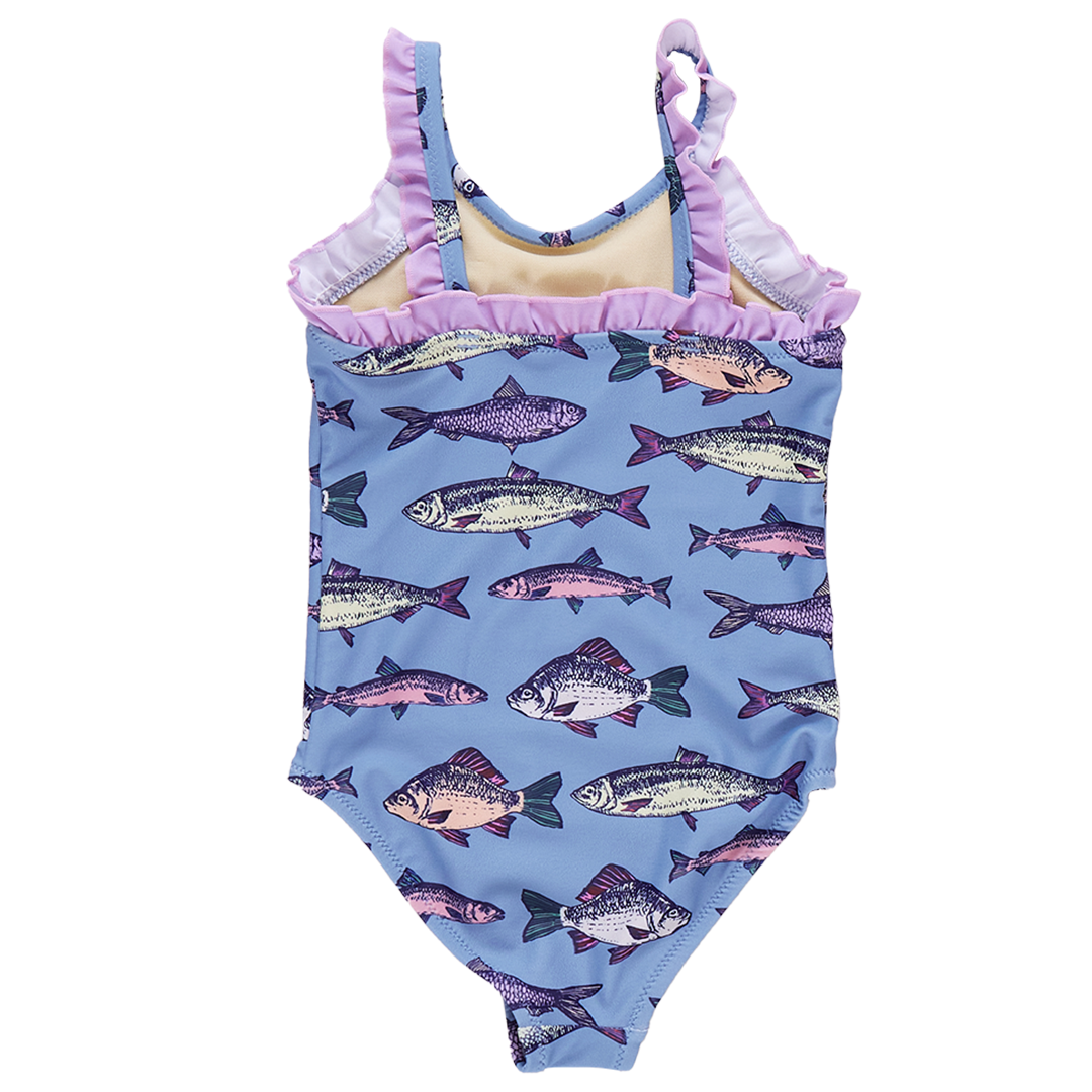 Girls Claire Suit - Blue Multi Fishies