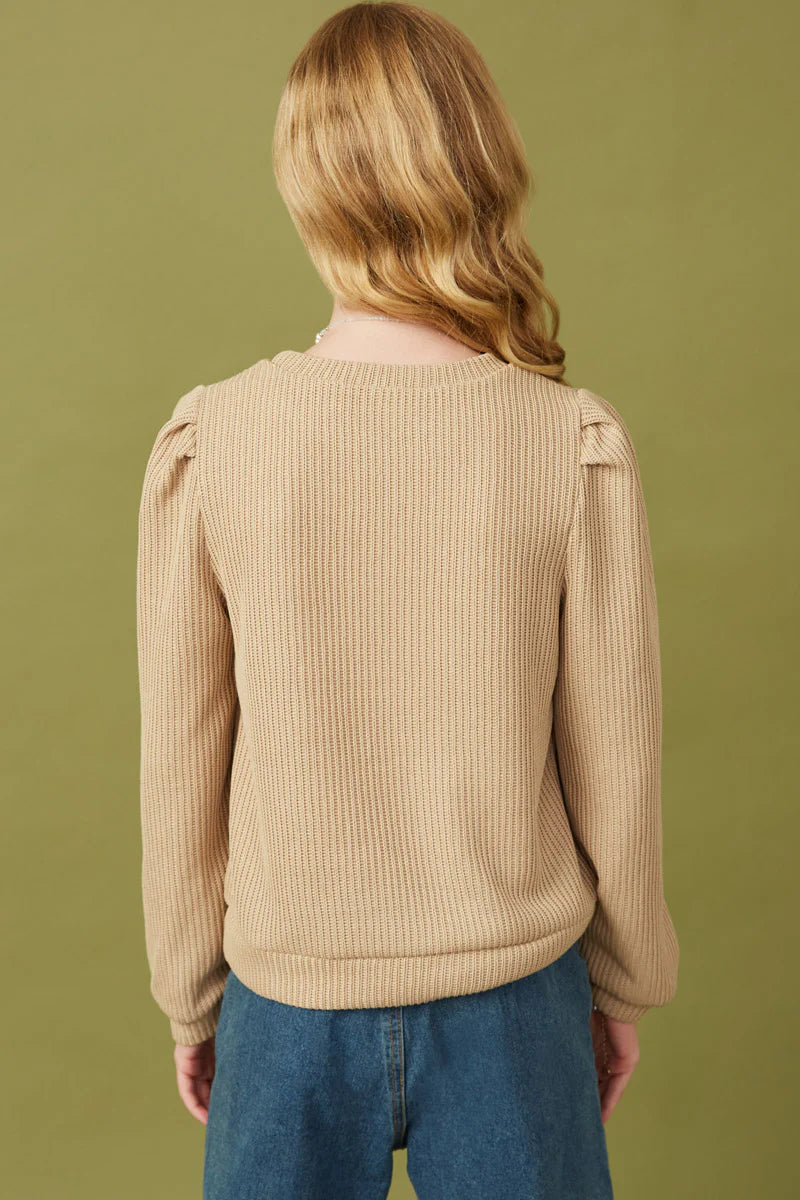 Mock Neck Top- Taupe