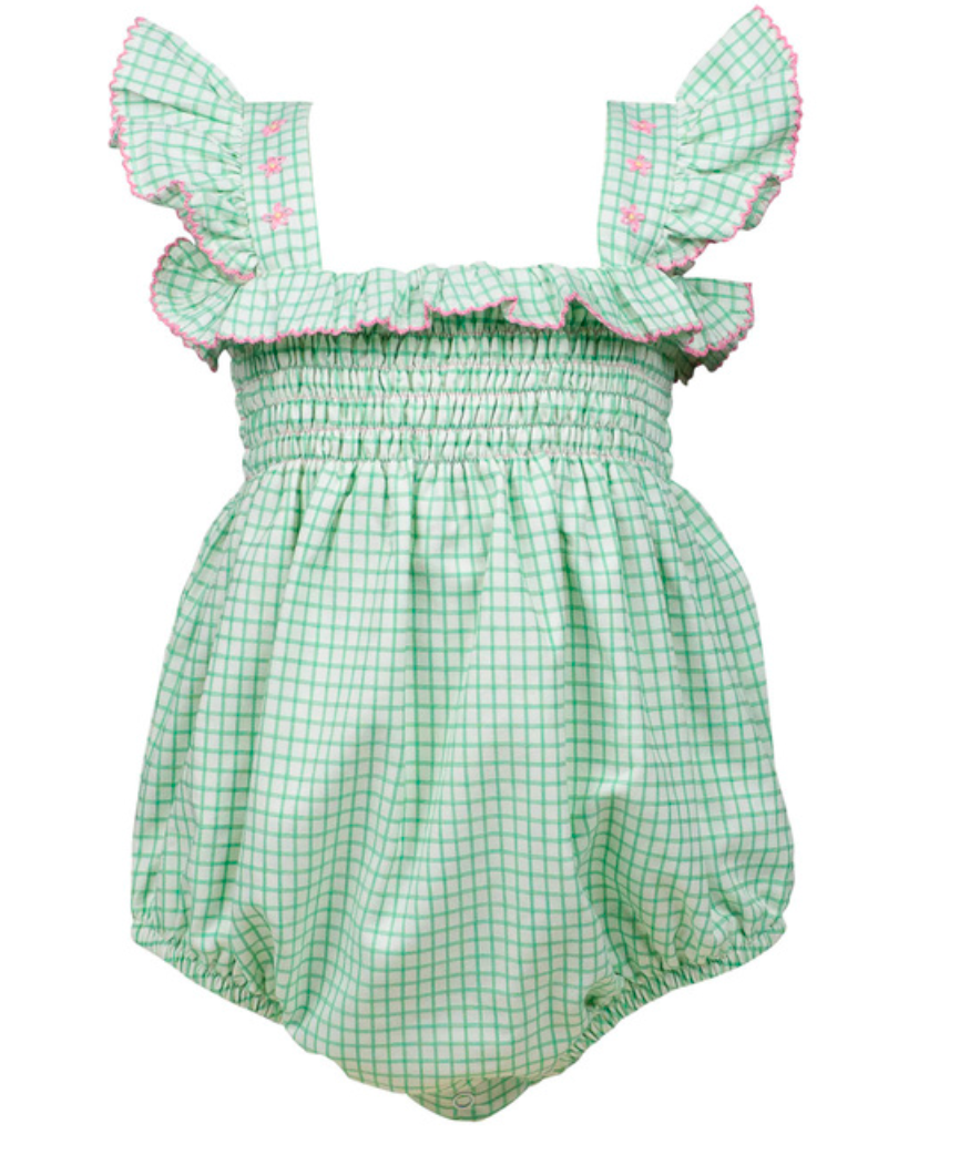 Rosemary Bubble- Green/White Check