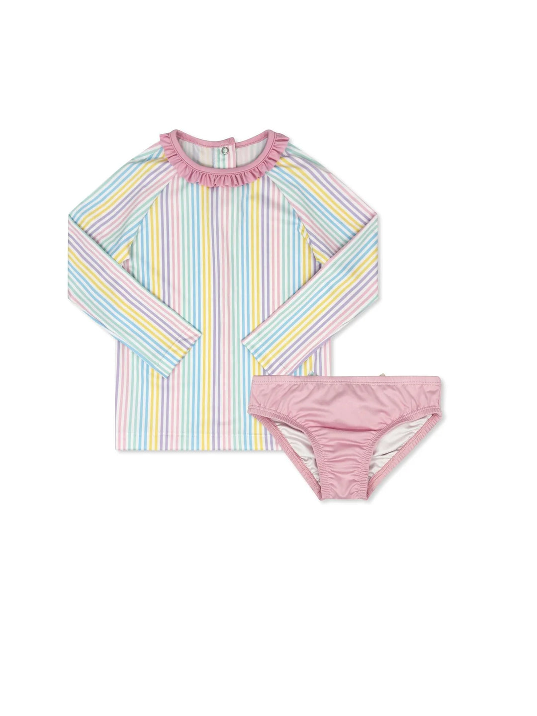 Sun and Sand Rash Guard Set Petunia Pinstripe