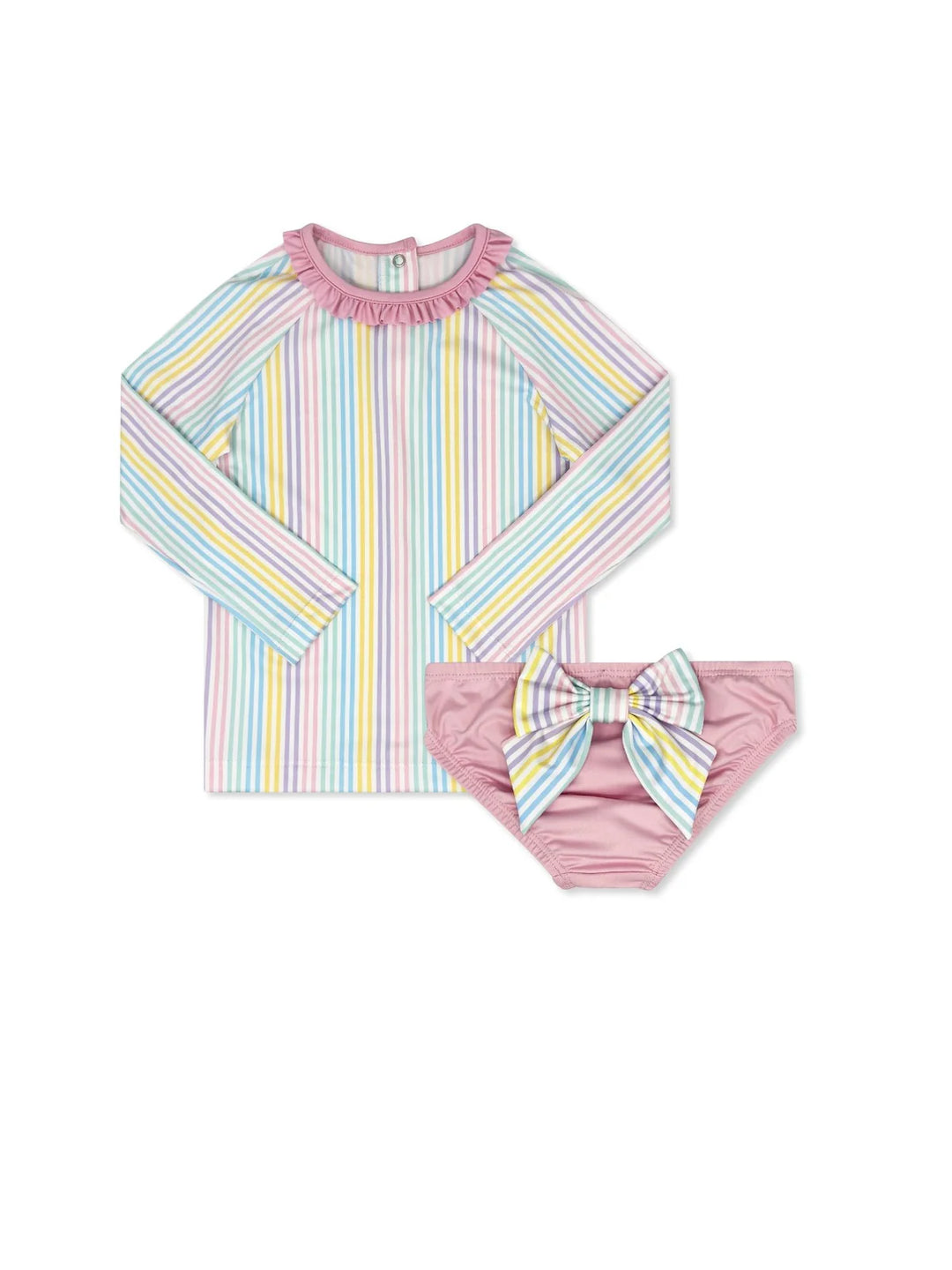 Sun and Sand Rash Guard Set Petunia Pinstripe