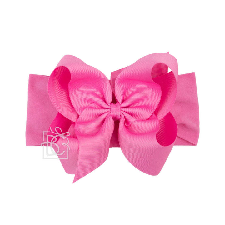 WIDE PANTYHOSE HEADBAND W/CLASSIC GROSGRAIN BOW