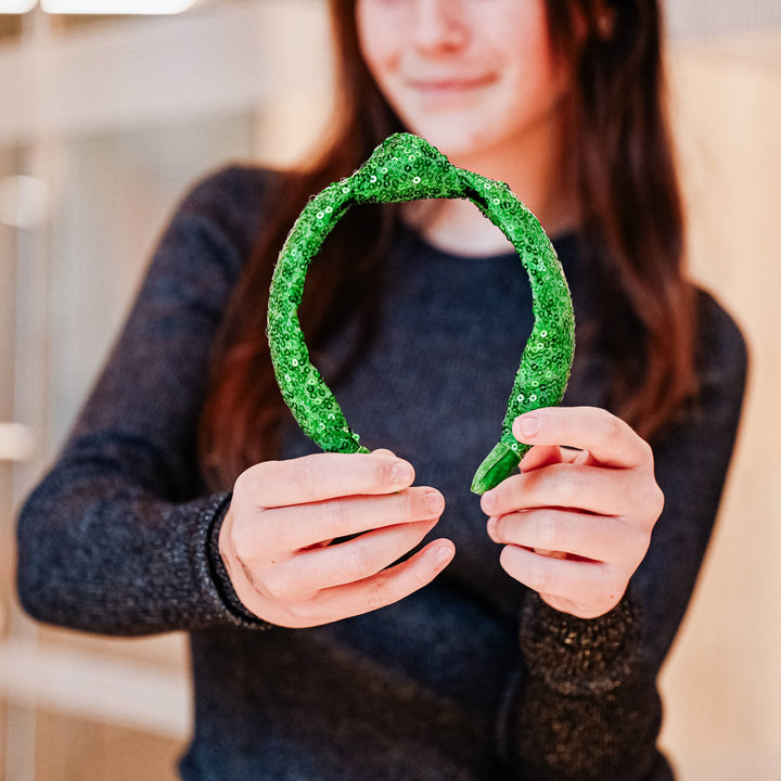Sequin Knot Headband - Green