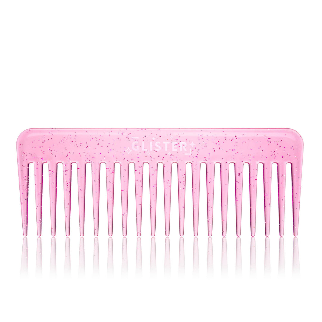 "Sparkle" Wide Tooth Detangling Comb: Pink