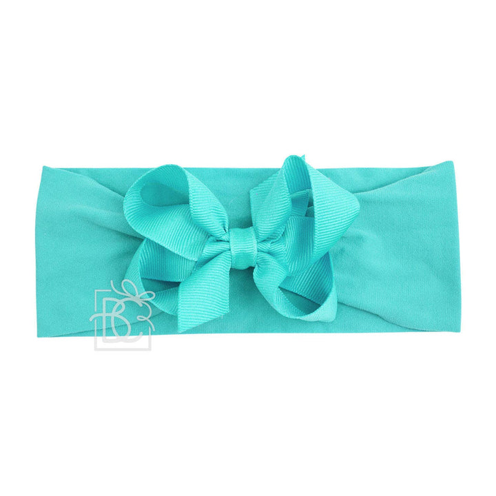 WIDE PANTYHOSE HEADBAND W/CLASSIC GROSGRAIN BOW