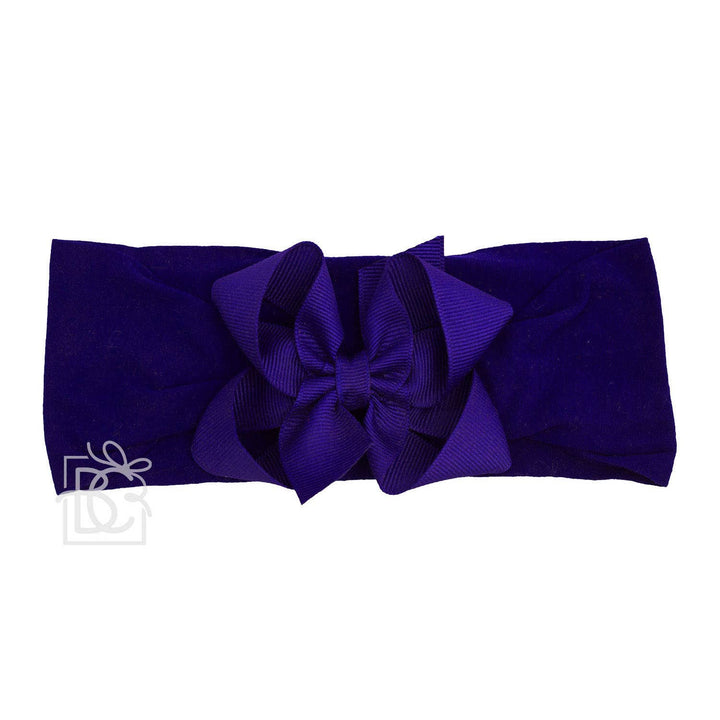 WIDE PANTYHOSE HEADBAND W/CLASSIC GROSGRAIN BOW