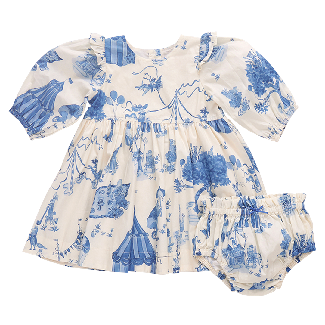Baby Girl Brooke Dress Set - Blue Circus