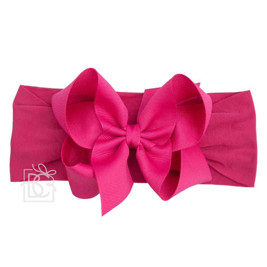 WIDE PANTYHOSE HEADBAND W/CLASSIC GROSGRAIN BOW