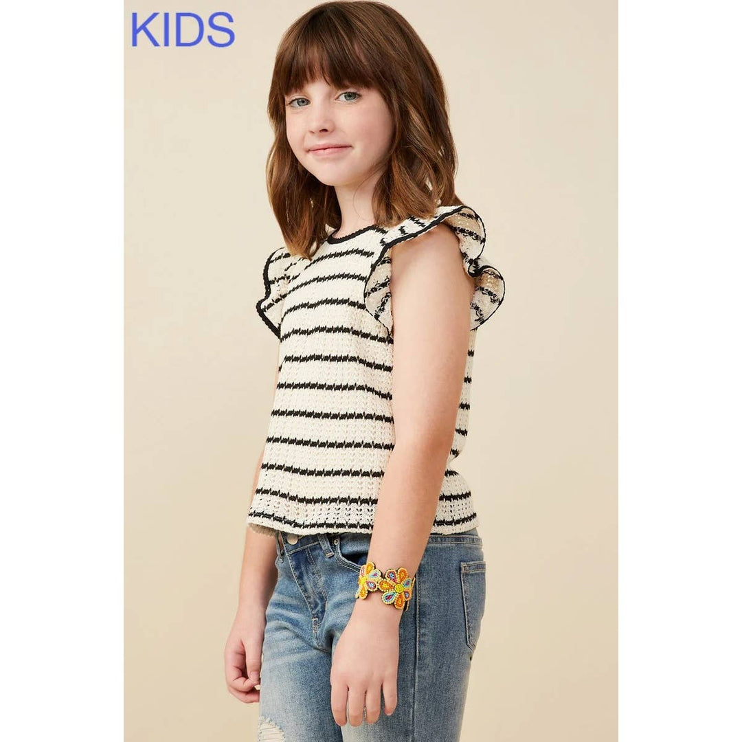 Textured Stripe Knit Tank: Oatmeal