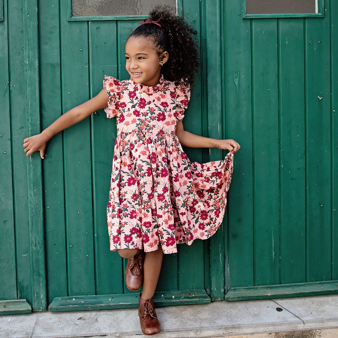 Jennifer Dress - Pink Daisy Floral