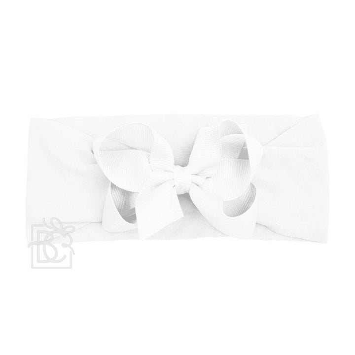 WIDE PANTYHOSE HEADBAND W/CLASSIC GROSGRAIN BOW