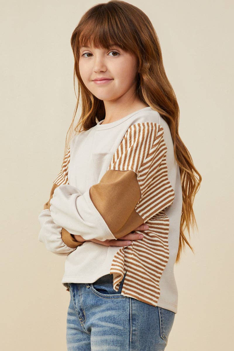 Stripe Color Block Sleeve Knit Top