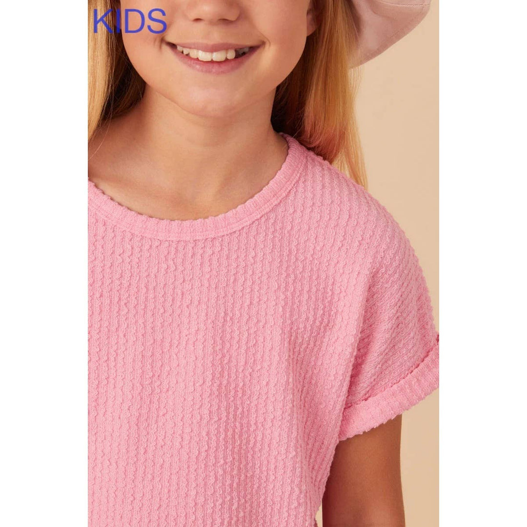 Roll Sleeve T Shirt : PINK