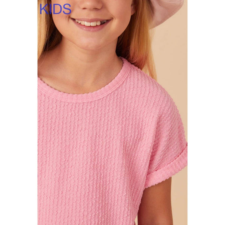 Roll Sleeve T Shirt : PINK