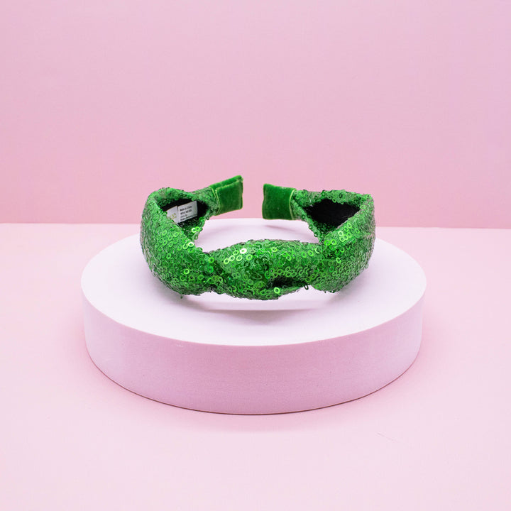 Sequin Knot Headband - Green