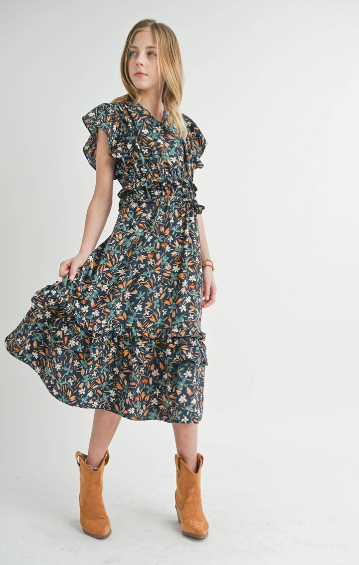 Tween Delightful Floral Ruffle Dress