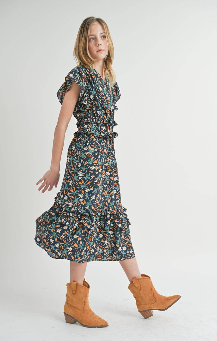 Tween Delightful Floral Ruffle Dress