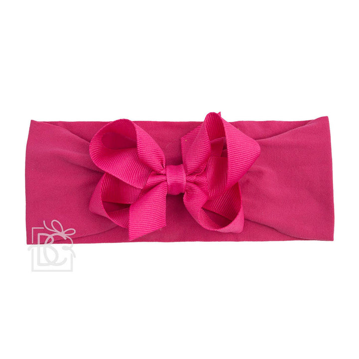 WIDE PANTYHOSE HEADBAND W/CLASSIC GROSGRAIN BOW