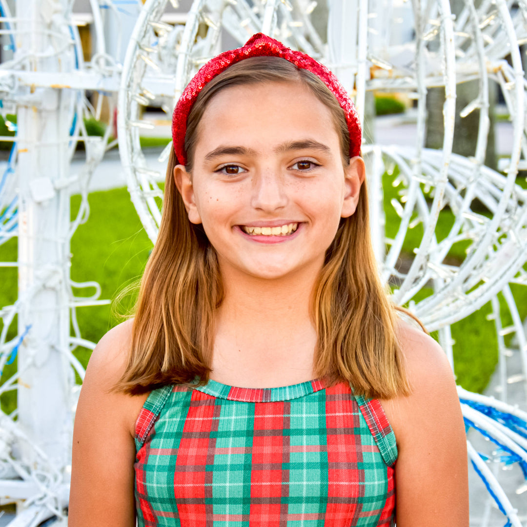 Sequin Knot Headband - Green