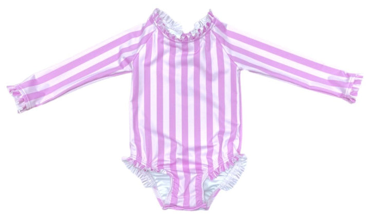 Leighton Rash Guard Swimsuit- Pink Stripe