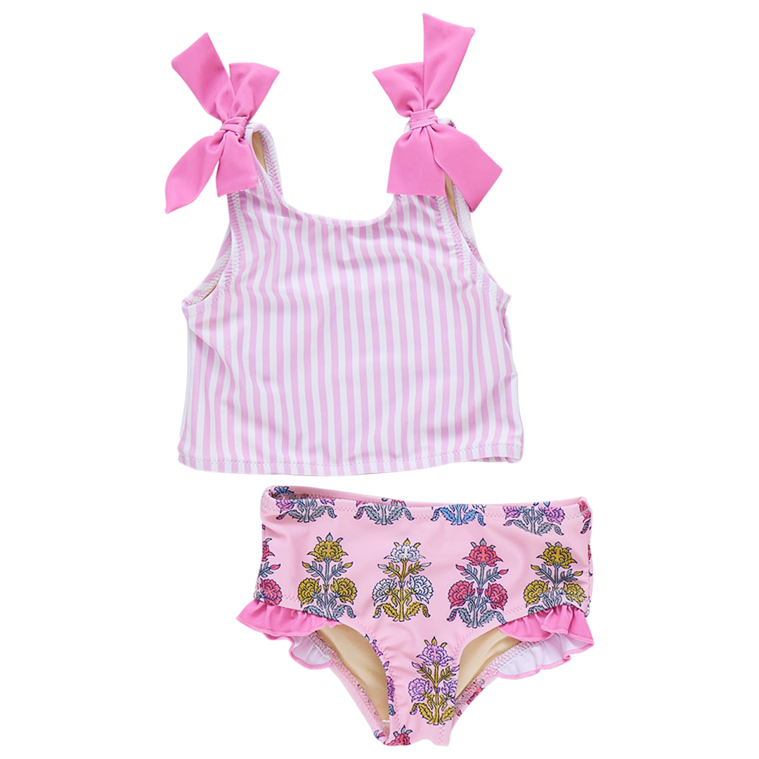 Girls Shelly Tankini - Pink Stripe