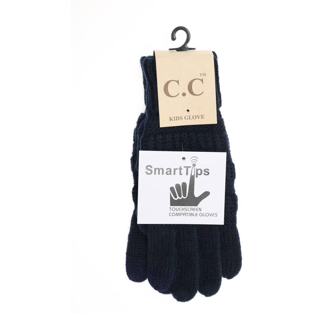 KIDS Navy Knit CC Gloves