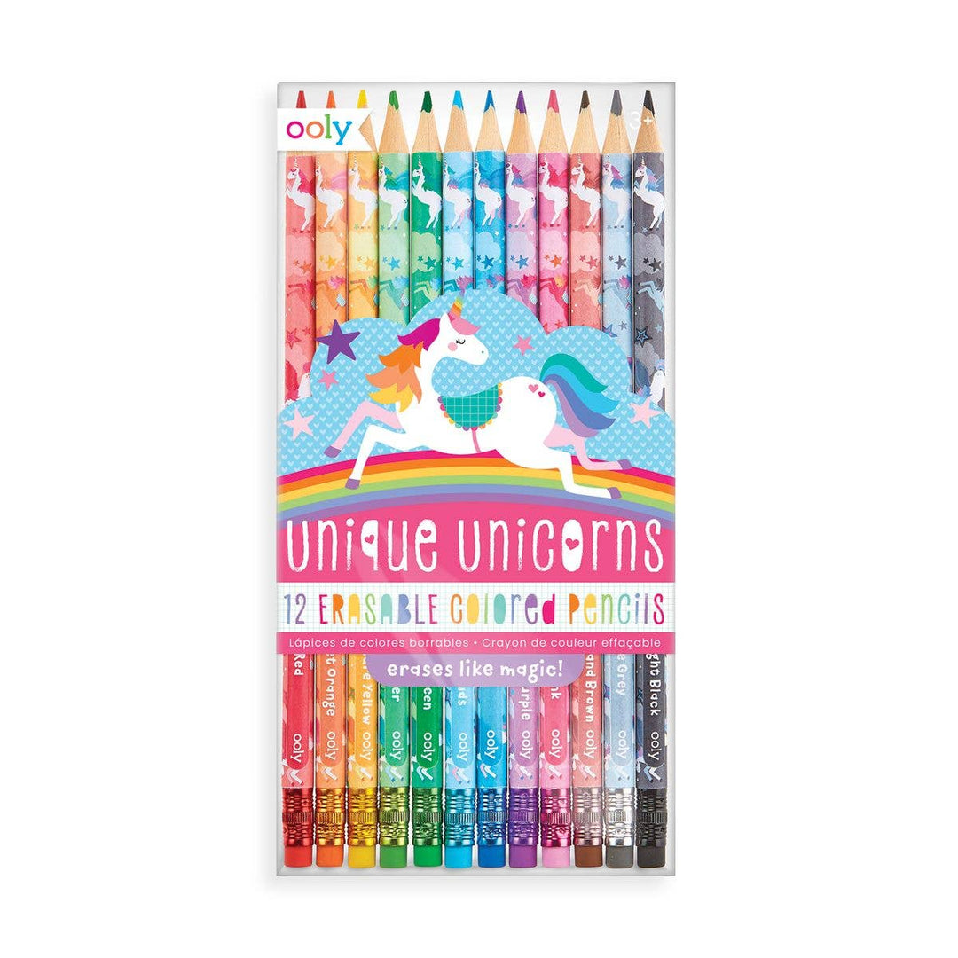 Unique Unicorns Erasable Colored Pencils - Set of 12
