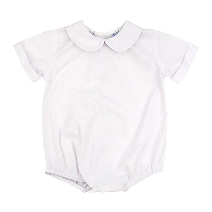Button Back Boys Short Sleeve Piped Onesie