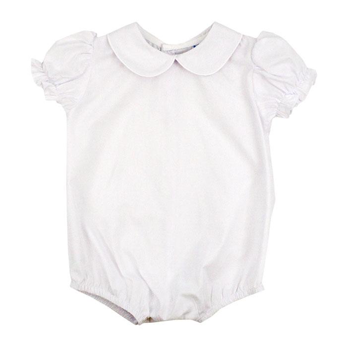 Button Back Girls Short Sleeve Piped Onesie