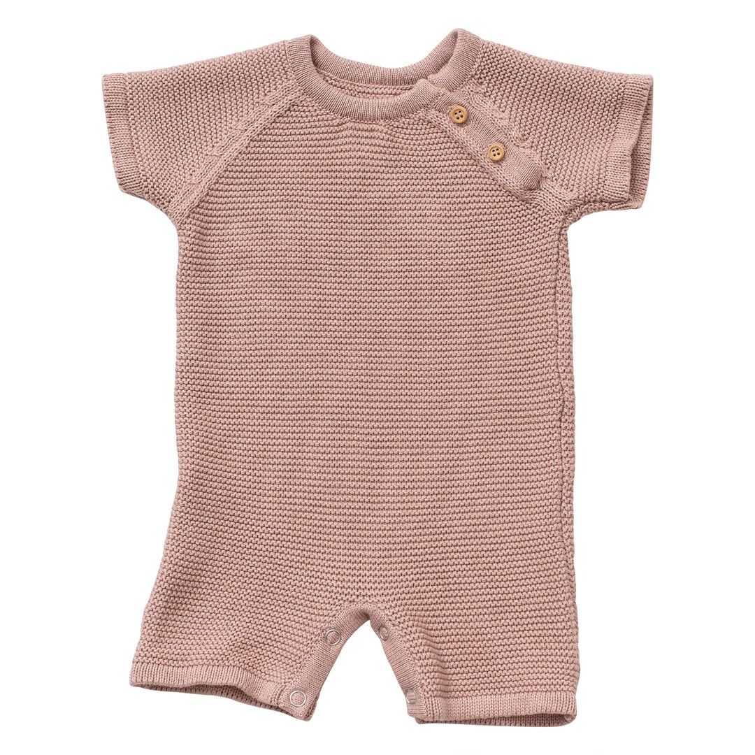 Organic Cotton Classic Knit Short Baby Romper-BERRY