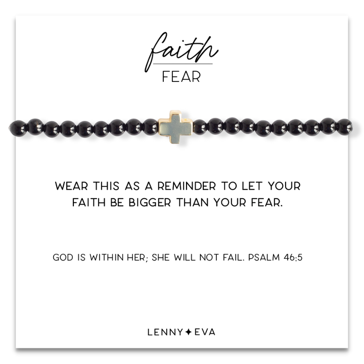 Faith Over Fear Bracelets-Black Agate