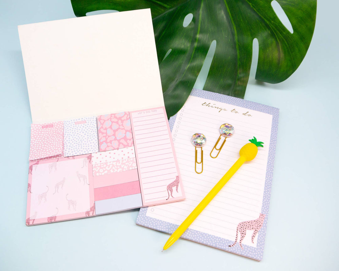 Pink Leopard Sticky Note Set