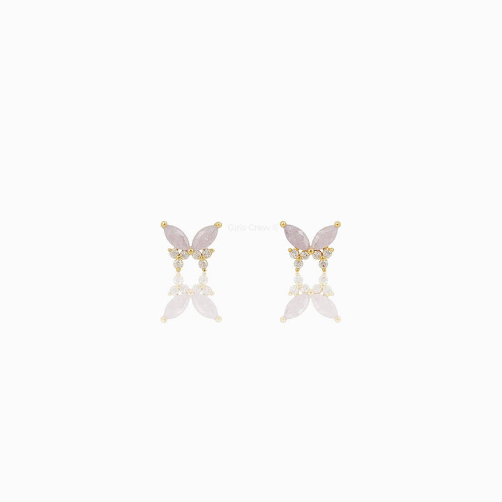 Lavender Remember Me Butterfly Studs: Gold