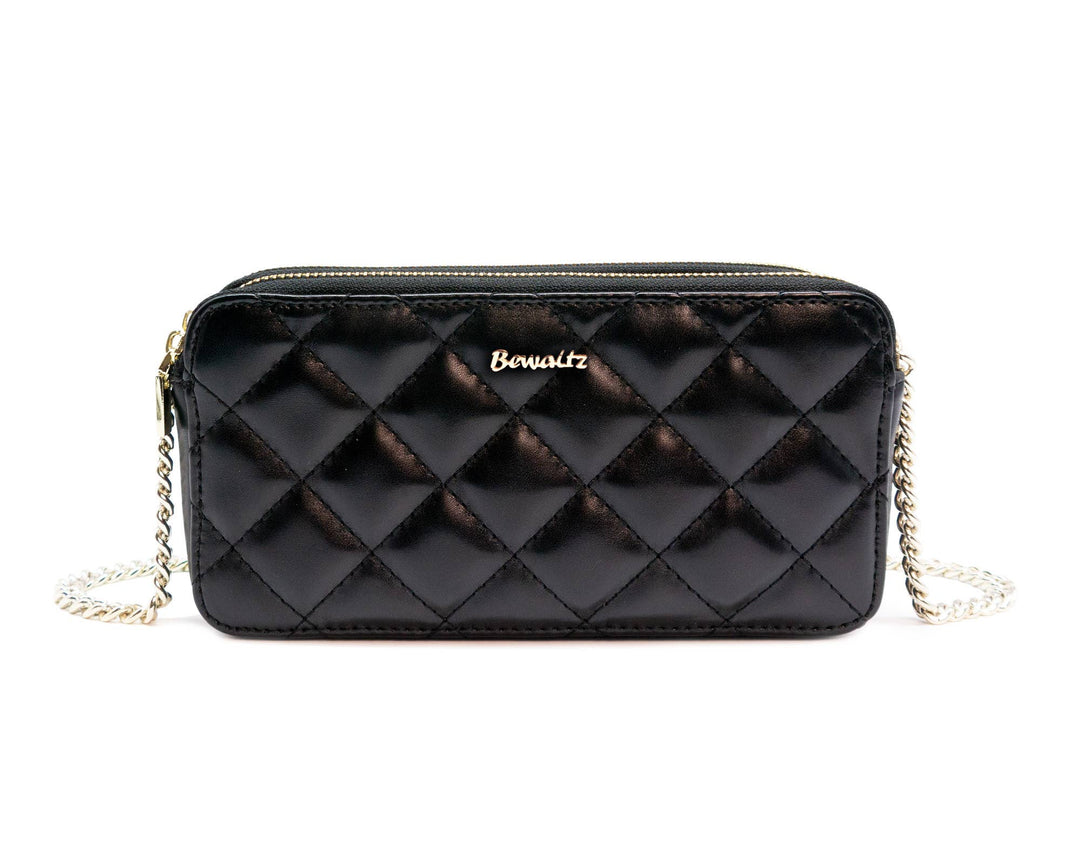 Black Quilted Wallet Crossbody Bag