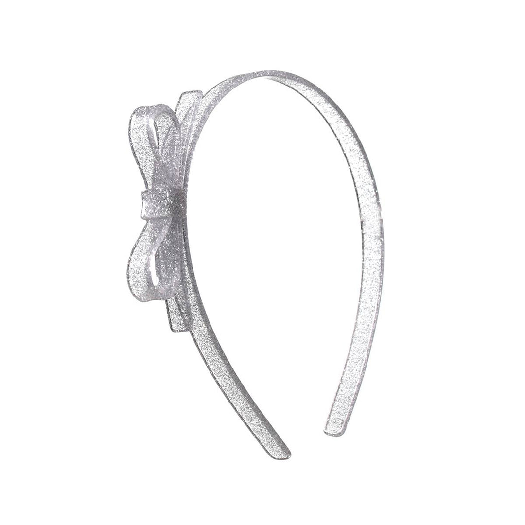 Glitter Silver Thin Bow Headband