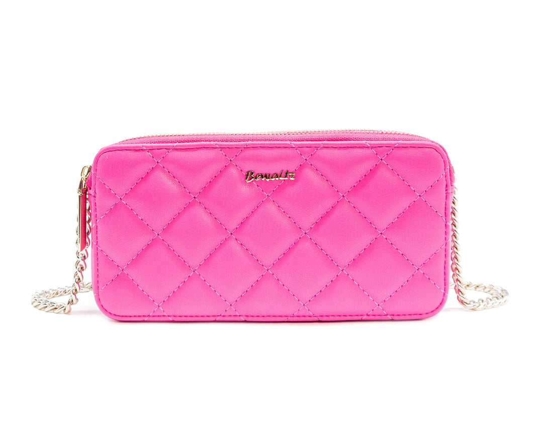 Pink Quilted Wallet Crossbody Bag