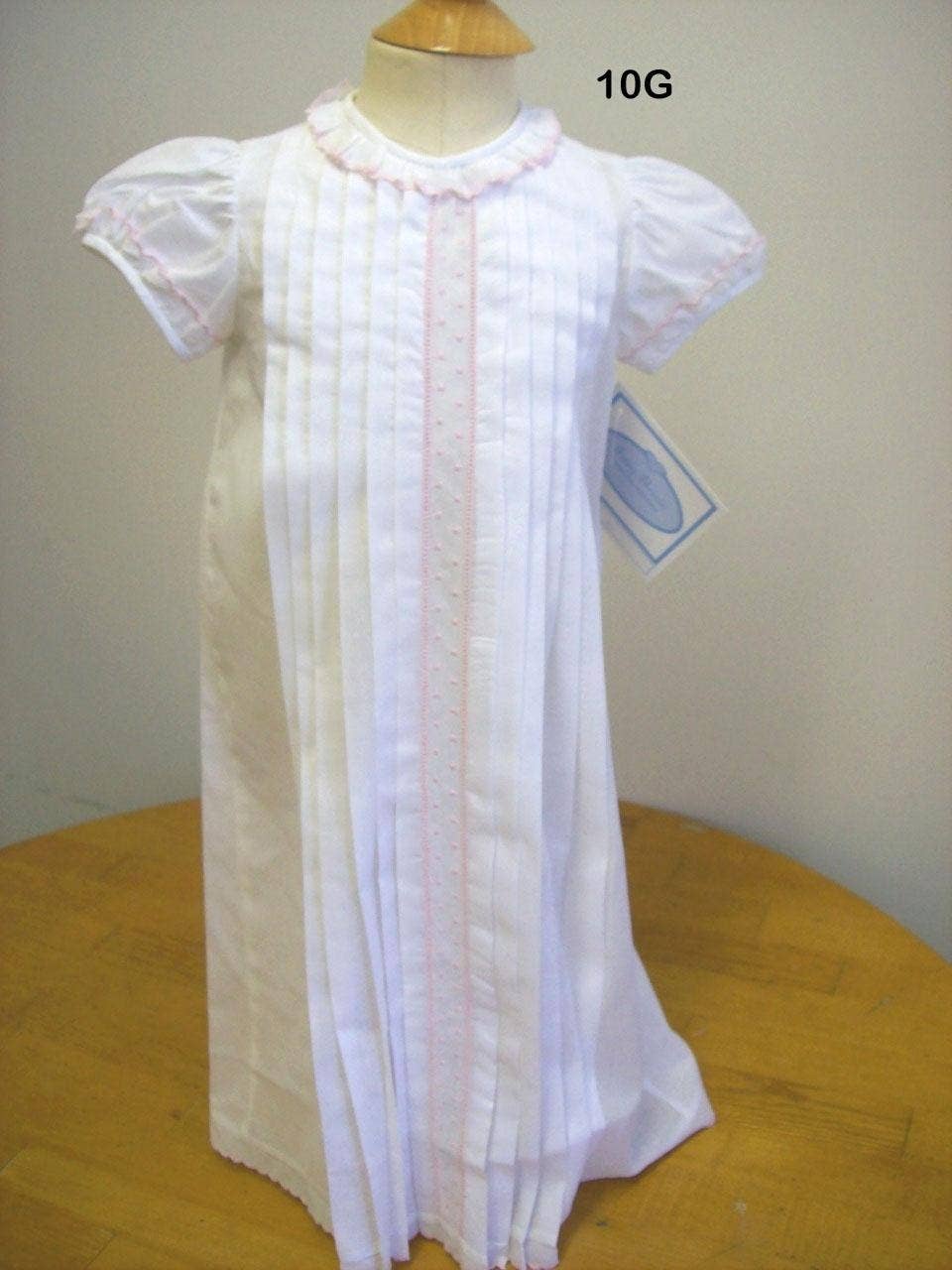 White/Pink Batiste Baby Girl Daygown
