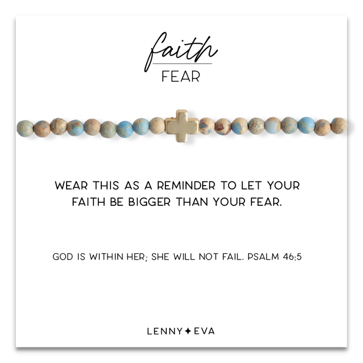 Faith Over Fear Bracelets-Blue Jasper