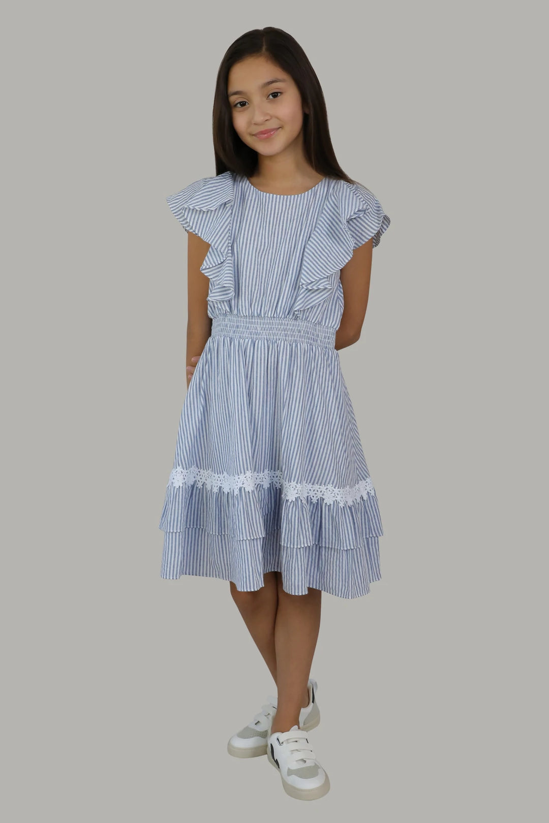 Blue Ariana Striped Cotton Dress
