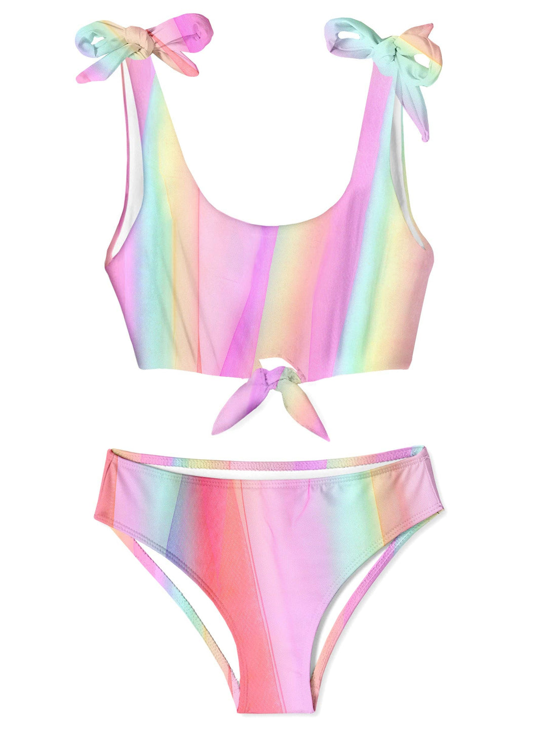 Happy Rainbow Shoulder and Chest Tie Bikini